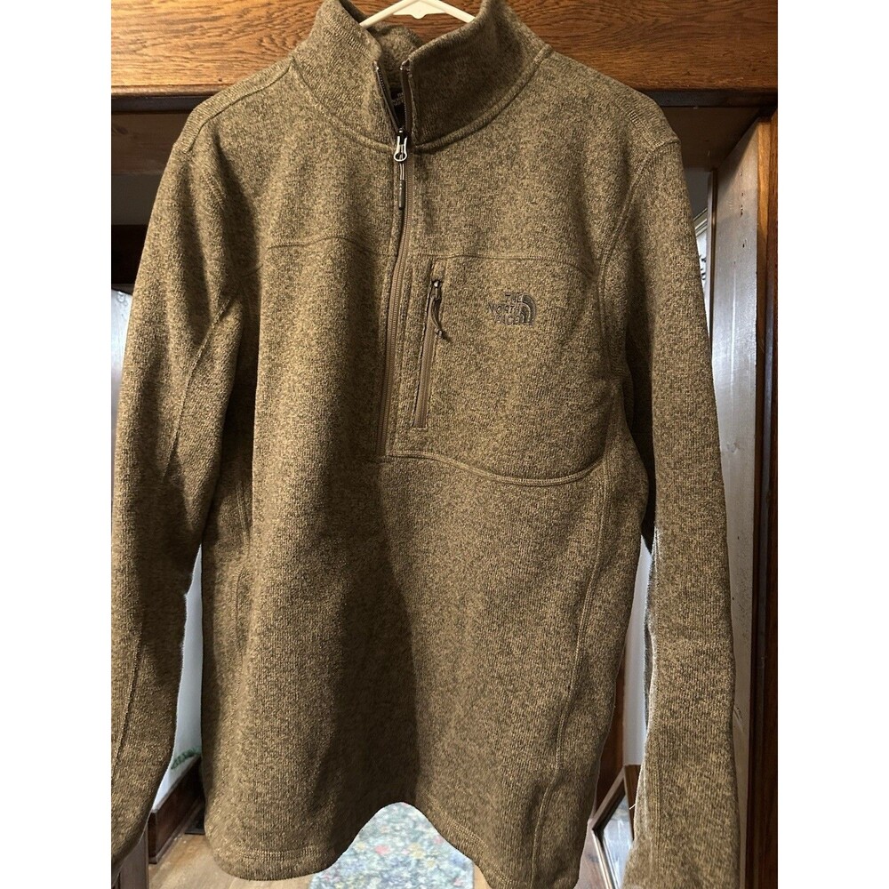 The North Face L Brown Fleece Quarter Zip Pullover Sweater Mock Neck